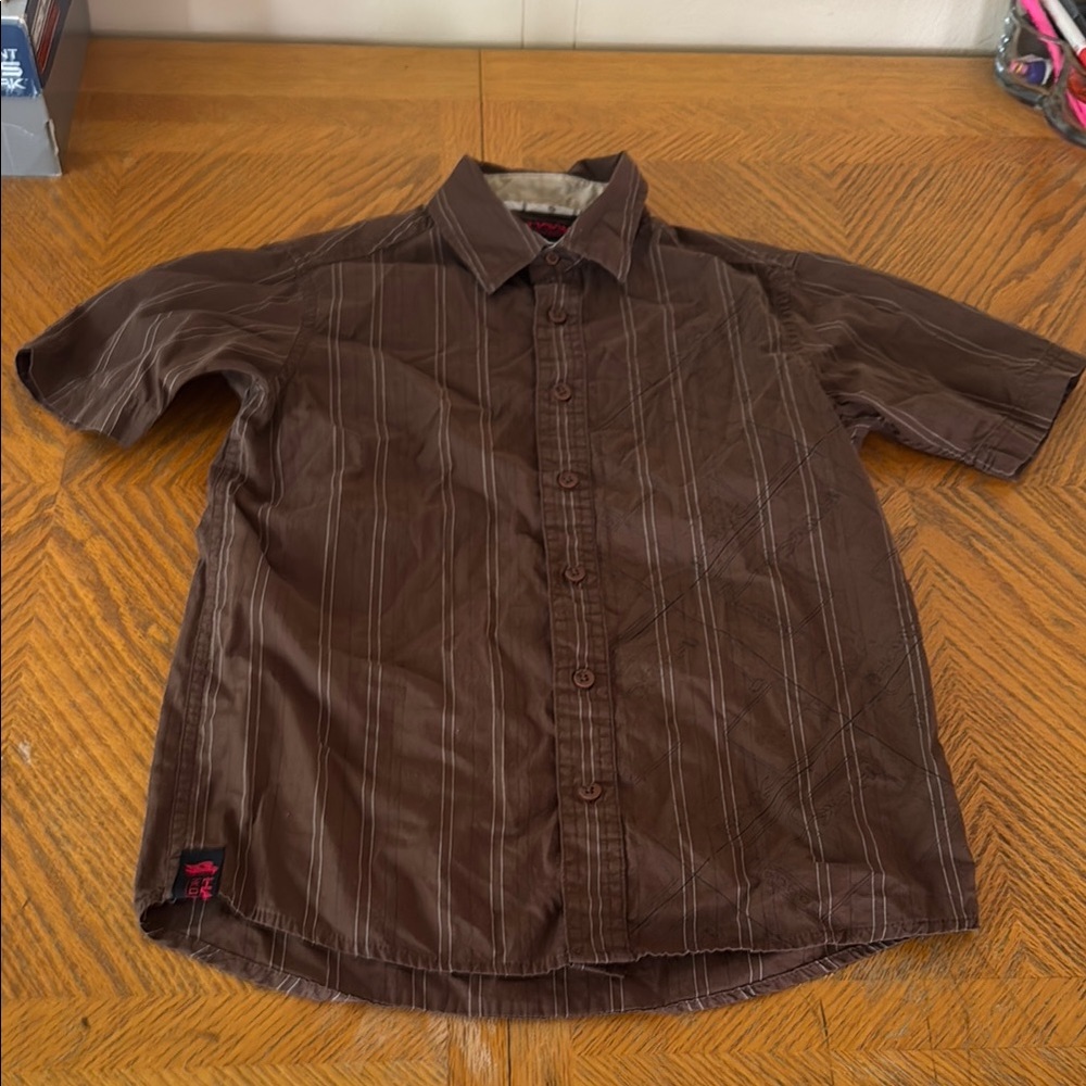 Tony Hawk Dark Brown Casual Button Down Shirt